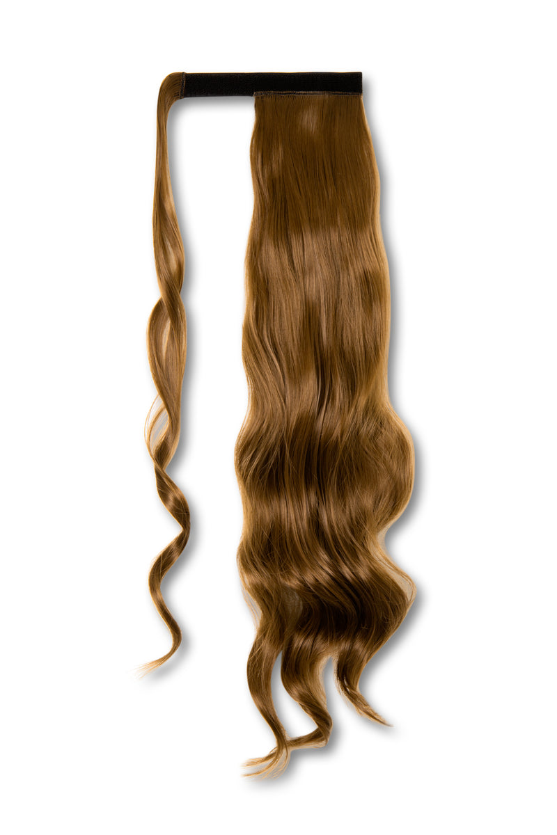 Synthetic Wrap Around Curly Ponytail  - #12 Light Golden Chestnut Blonde