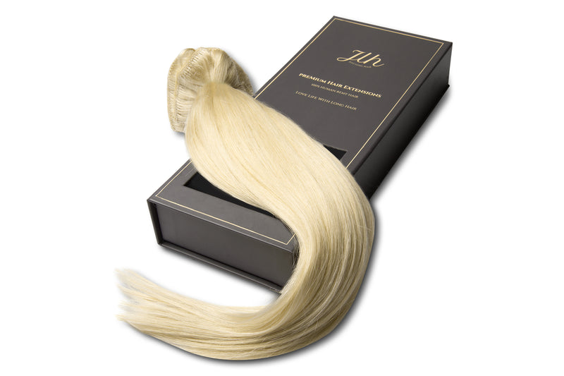100% Human Remy Hair Extension 8 Piece Clip In - 18" 150g - #613 Vanilla Blonde