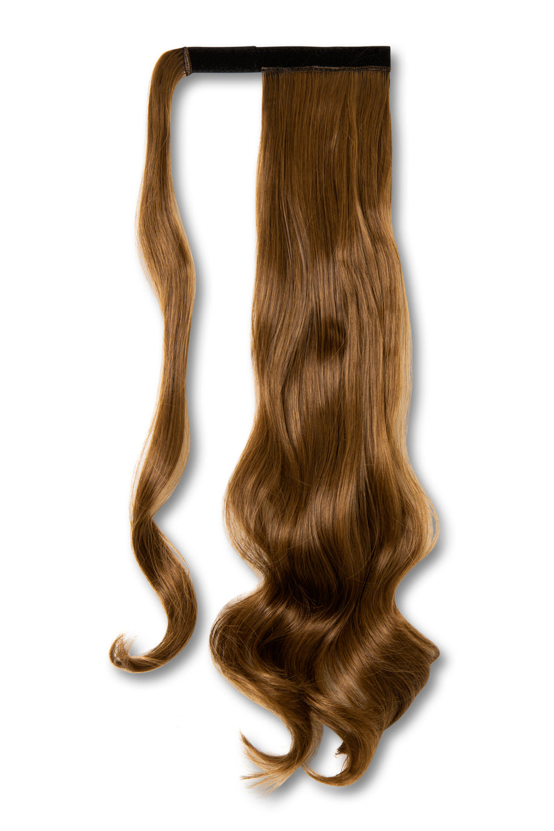 Synthetic Wrap Around Curly Ponytail  - #M4/30 Light Chestnut Brown
